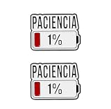 2 spille smaltate "Paciencia" - parola spagnola per pazienza, elegante spilla da bavero in lega per zaino, giacca e regali
