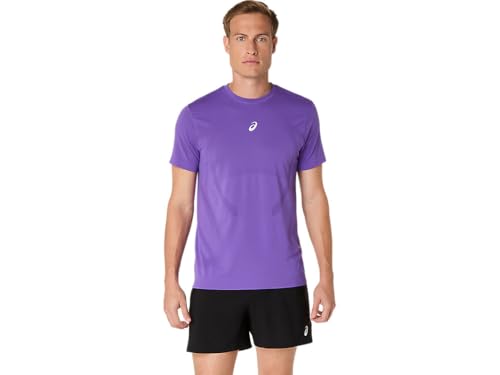 ASICS Men's Road Seamless Short Sleeve TOP Running Apparel, XL, EDO Purple