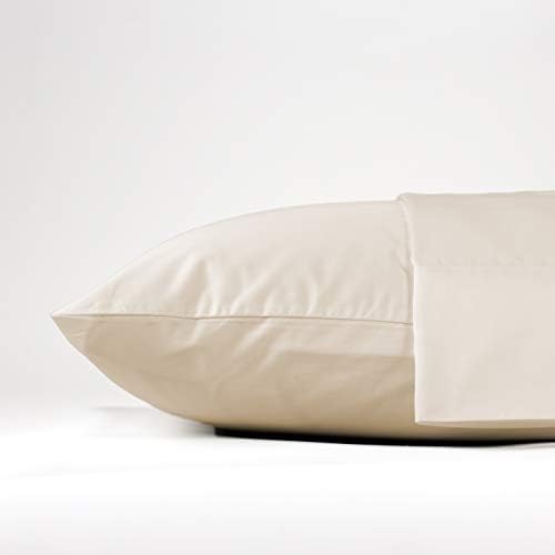 THOMAS LEE 500 Thread-Count Percale, US-Grown Pima Cotton, Set of 2 Pillowcases, Ivory Queen/Standard Pillowcases for Bed