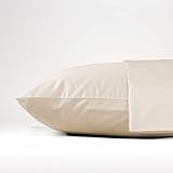 THOMAS LEE 500 Thread-Count Percale, US-Grown Pima Cotton, Set of 2 Pillowcases, Ivory Queen/Standar