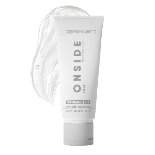 ONSIDE face exfoliation wash in a 6.76 fl oz beige tube — the largest single container and the only cleanser-scrub hybrid