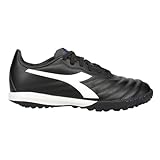 Diadora Brasil Elite Turf Soccer Shoe - Water-Resistant Suprellsoft, Non-Slip PU Heel Lining, Flex Points on Insole, Fine Craftsmanship, Black/White/Blue, 7.5 US