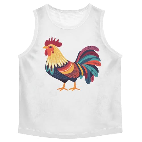 Boys Tank Top Shirts Colorful Rooster Sleeveless T-Shirts Crew Neck for Kids Clothing Children