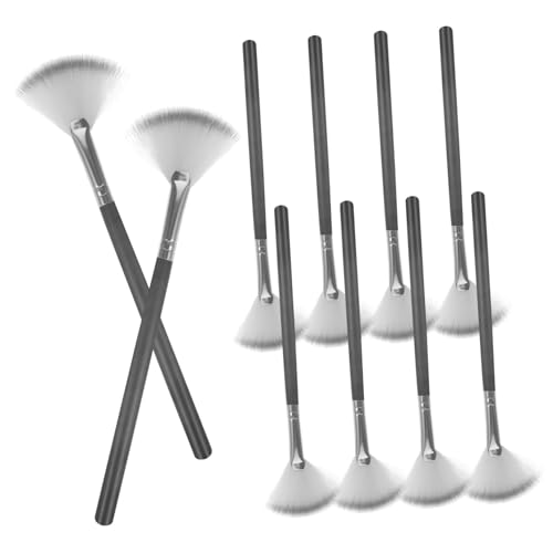 ARTSEWPLY 10Pcs Fan Brushes for Makeup Application Highlighter Blush Eyeshadow Comfortable Grip Precise Control Multi Functional Cosmetic Brushes for Detailed Makeup