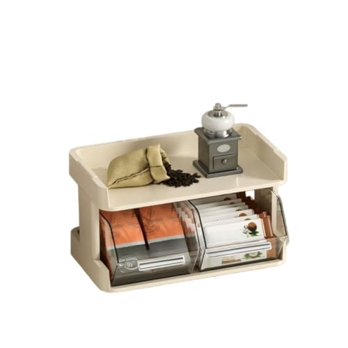 Conutoo透明ディスプレイスタンド モダンインテリア 引き出しボックス 室内整理 多層 ティーバッグ収納ボックス コーヒーカプセル スナック 卓上ラック オフィス ティールーム 紅茶 (2階,バターイエロー)