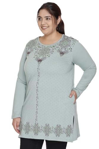 Image of Women Printed Full Sleeve Cotton Tshirt with Side Slits & Pocket | Small - 7XL Size