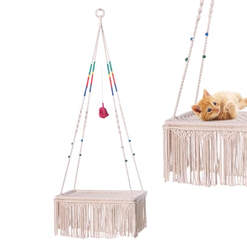 Hamac pour chat en macramé, lit balançoire tressé main pour chatons - 2