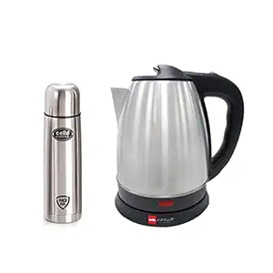 Cello Electric Kettle Quick Boil- Popular 1.5 LTR & Flipstyle Stainless Steel Flask 500ml Combo