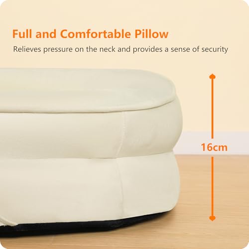 HMTOPE Orthopädisches Hundebett, Hundesofa, Vierseitiges Nackenrolle Kissen, rutschfeste Unterseite Hundekorb, Abnehmbar und Waschbar, Mittelgroße Hunde, Grosse Hunde, 106 x 79 x 17 cm, Beige