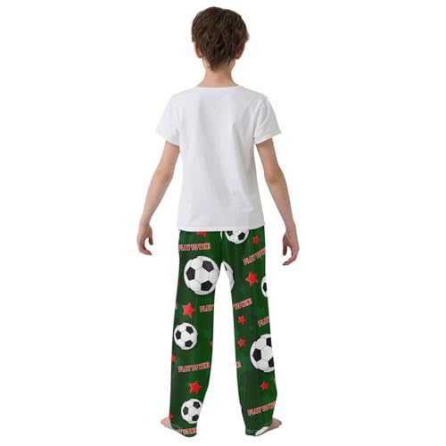ZZXXB Football with Star Boys Long Pants Soft Trousers Elastic Waist Kids Lounge Bottoms with Pockets S-XL3