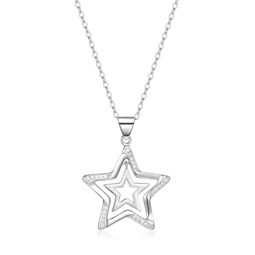 Necklace for Women Silver Star Necklaces,Butterfly,Circle,Onyx Necklaces And Rings,Hypoallergenic Necklaces Jewelry Birthday Christmas Gift for Women