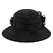 Haoohu Women's Church Derby Hat Wide Brim Bow Bucket Hat Wedding Dress Cap Fascinator Bridal Tea Party Headwear Black