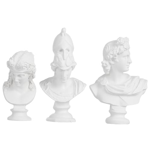 ABOOFAN 3 Pièces Statue D'Athena Statue De Buste Grec Figurines De Tête Grecques D'Apollon Décor Nordique Artisanat en Résine Ornement Ornement De Exquis Photographie