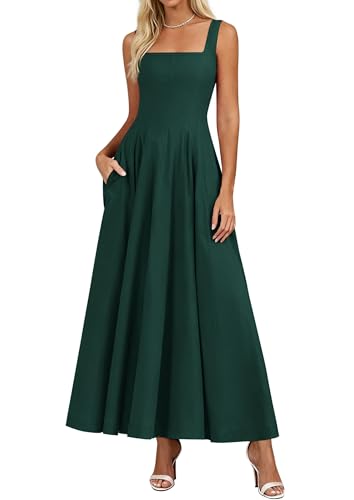 PRETTYGARDEN Cocktail Dresses for Women Formal 2026 Summer Sleeveless A Line Long Flowy Spring Wedding Guest Party Midi Dress (Dark Green,Medium)