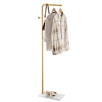 VEVOR Coat Rack, Freestanding Coats Rack Stand with Quartz Stone Base & 3 Round Hooks, Free Standing Hall Coat Tree for Entryway, Bedroom, Living Room, Stylish Clothes Hanger Stand for Coats, Hat, Bag