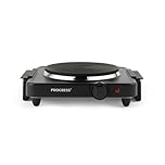 Progress EK4353P Single Electric Hot Plate - Camping Stove, Table Top Electric Cooker, Portable Kitchen Hob with Carry Handles, Non-Slip Feet, Variable Heat Settings, Holiday Homes/Caravans, 1500W