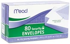 MeadWestvaco 75212 3-5/8" X 6-1/2" #6-3/4 Security Envelopes 80 Count