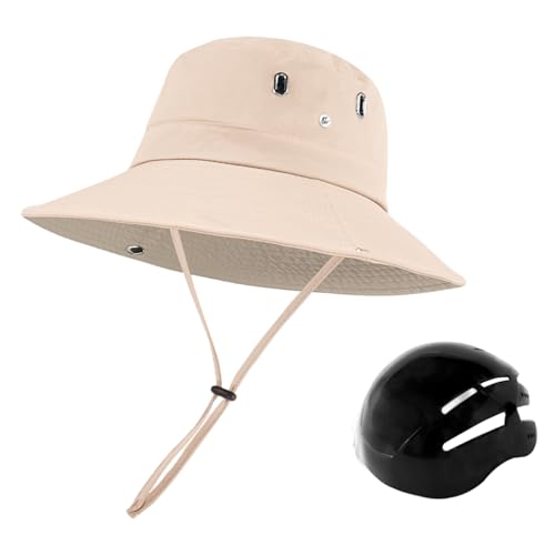 Casque de vélo anti-collision sous chapeau seau portable à large bord anti-UV