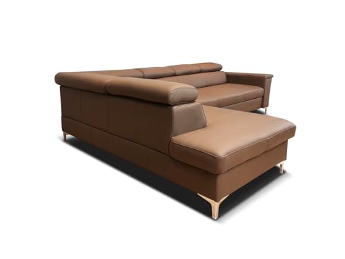 Quattro Meble Luxus in Ihrem Wohnzimmer Sofa der Premiumklasse „Roma“ 295x210 cm aus hochwertigem Naturleder Toledo Sofa Couch mit Schlaffunktion, Bettkasten und Kopfstützen (20x296 cm Ecke Links) – Bild 7