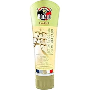 Búfalo Classic – Betún en Crema para Zapatos, Cuidado del Calzado, Crema Color Neutro que Nutre, Protege y da Brillo, Óptimo para Pieles Lisas – Tubo de 50ml