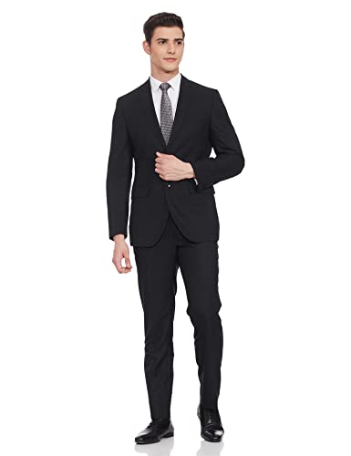 Raymond Men’s Wool Blend SB2 BTN Notch Lapel Floating Suit-1 Dress Set (RPDC01409-K7_Black_96)