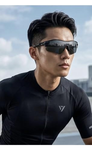 Image of Sports Sunglasses for Men & Women | UV400 Protective Shield Lens | Lightweight Cycling, Running, Driving, Cricket, Fishing & Outdoor Wraparound Sunglasses