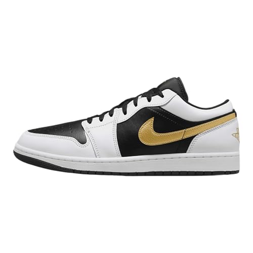 Jordan Men's 1 Low White/Metallic Gold-Black (553558 172) - 10