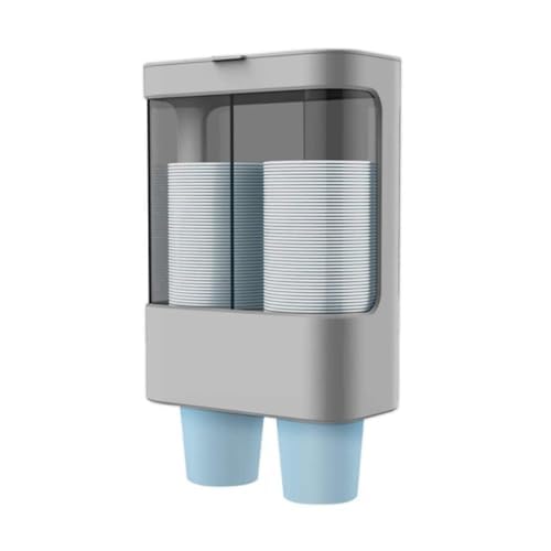 Porte-gobelet mural double tube gris et distributeur gobelet jetable eau café