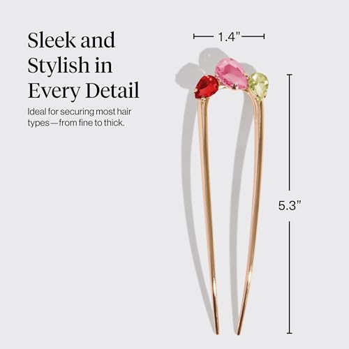 Kitsch Gemstone French Hair Pin for Women - Gold Hair Accessories, 1pc - image 5