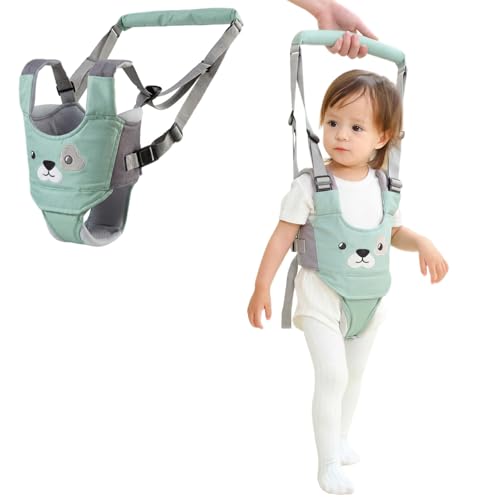 Baby Walking Harness Handheld Kids Walker Helper New Upgrade Breathable and Adjustable Toddler Infant Walker Harness Assistant Belt with Instructions for 7-24 Month (Green)