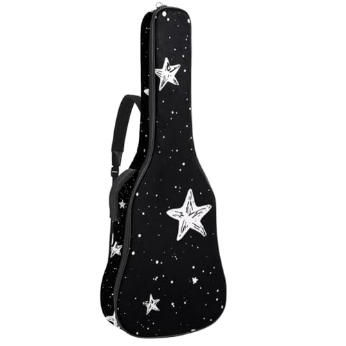 Acoustic Guitar Bag, Soft Guitar Case with 2 Pockets and Back Hanger Loop for 40 41 42 Inch Electric Bass Classical Guitars, Cute Night Sky Stars Background