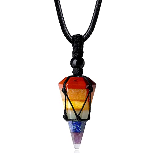 Collier en pierre de cristal pendentif pointu quartz Reiki pour homme femme corde réglable