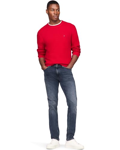 Image of Tommy Hilfiger Men's Waffle Knit Crewneck Sweater Lightweight Pullover, Also Available in Big & Tall