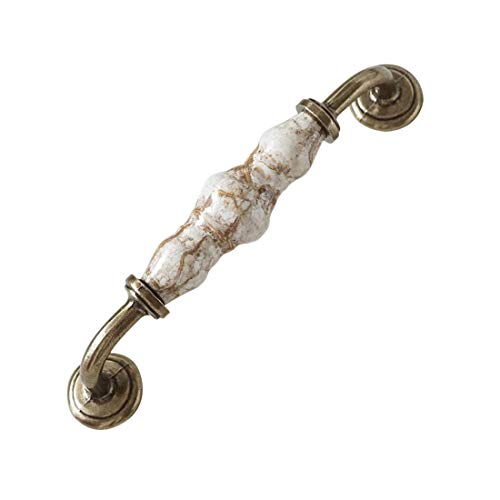 Lbfeel 5.0" Ceramic Drawer Dresser Knobs Pulls Handles Antique Bronze Crackle Ceramic Kitchen Cabinet Konbs Handles 128Mm (Only 5.0" Pull) #TOP29