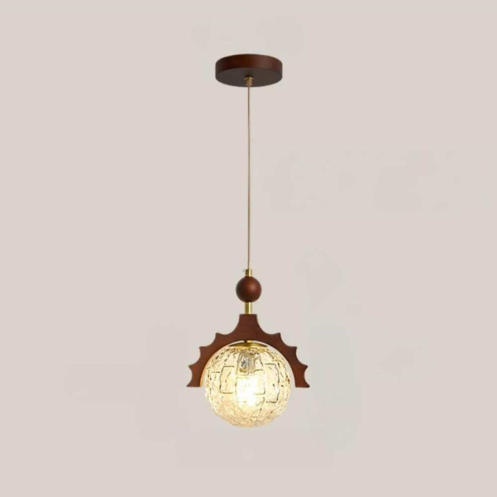 Lámpara de techo vintage de mediados de siglo con globo de cristal para cocina y comedor