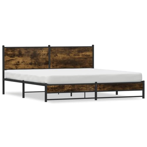 Juroupi Estructura de Cama sin colchón somier Estructura Cama Base de Cama Bed Frame Mueble camametal Roble Ahumado 160x200 cm - 4007835