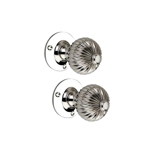 Infinity Decor - Juego de pomos de puerta de mortaja de níquel pulido estilo vintage, 60 mm, latón macizo para puertas internas y externas