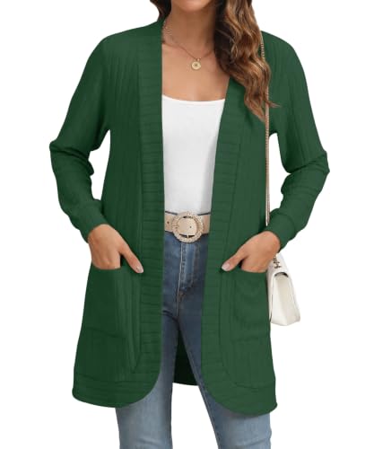 Image of YSYOKOW Cardigan Sweaters for Women Long Sleeve Open Front with Pockets | Long Cardigans for Women Lightweight Soft Casual Dressy Loose Fit Cardigan Sweater with Pockets for Work and Office