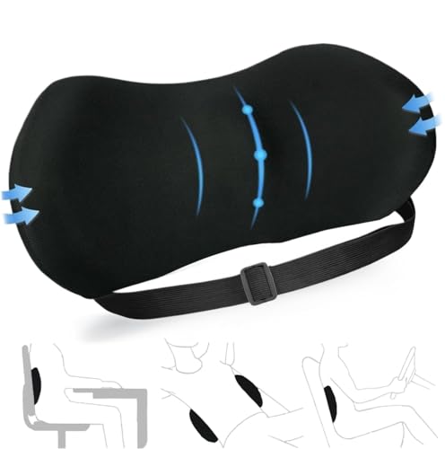 AgoKud Lumbar Pillow,Lumbar Support Pillow for Office Chair and Car Seat,Memory Foam Back Support Pillow for Lower Back Pain Relief,Adjustable Back Pillow for Rest,Sleeping,Travel