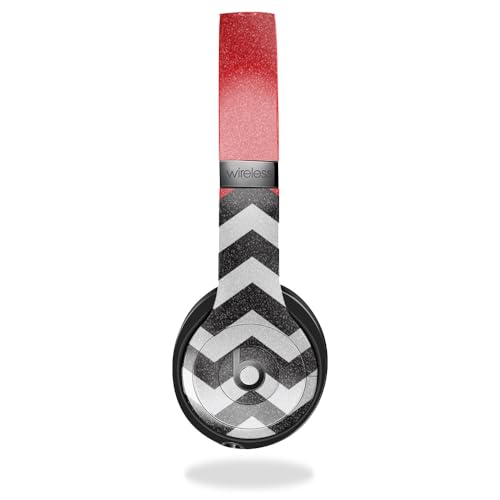 Glossy Glitter Skin Compatible with Beats Solo 4 - Red Chevron - Premium 3M Vinyl Protective Wrap Decal Cover - Easy to Apply | Crafted in The USA by MightySkins