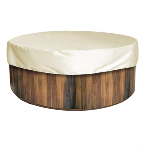 Cubierta de baño redonda resistente tela ligera e impermeable para spas al aire libre (190 x 30 cm, beige)