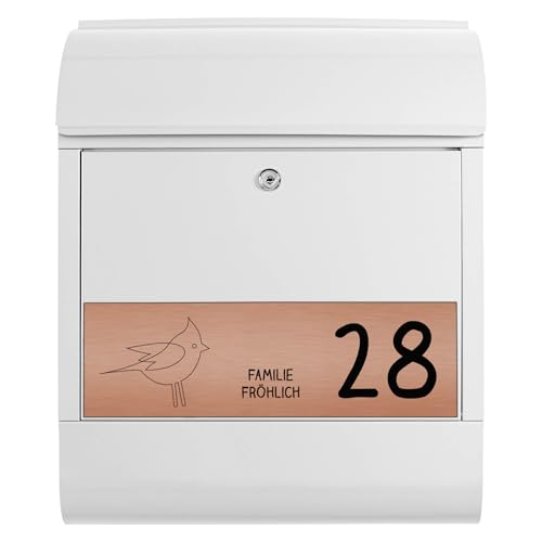 banjado Briefkasten personalisiert mit graviertem Namensschild in Kupfer -...