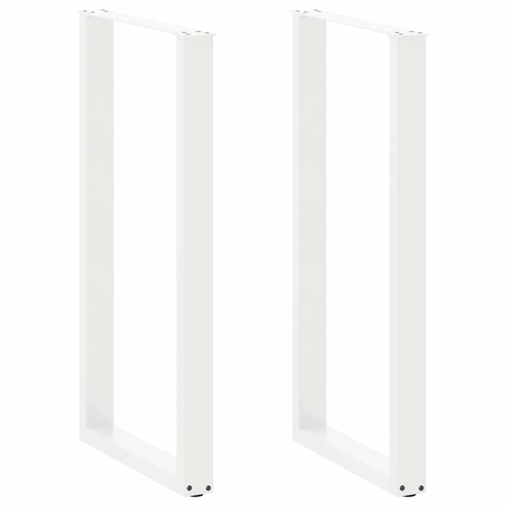 SXZenSpace White U-Shaped Bar Table Legs Set 60 x 110-111 cm Steel Support Frame with Adjustable Levelers Modern Heavy Duty for Kitchen Island Breakfast Counter Living Room
