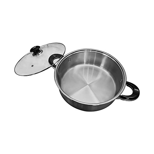 10-Quart Stainless Steel Dutch Oven Casserole Low Pot Stockpot with Lid, 12.5