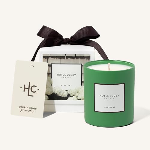 Hotel Lobby Hamptons Candle Luxury Hand-Poured 9.75oz Soy Wax with Green Tomato Basil Mint Geranium Rosewater Paraffin-Free Infused with Essential Oils 65-Hour Clean Non-Toxic Burn