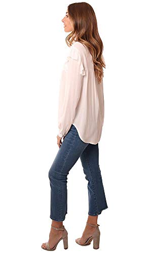 Jack By Bb Dakota Women's Fine & Fancy Rayon Crepe Blouse W/Ribbon Trim, Off Off White Small #TOP2