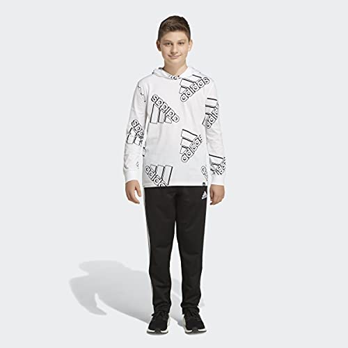 Adidas Boys Long Sleeve Double Exposed Hooded Tee T Shirt, White, Large Us #TOP2