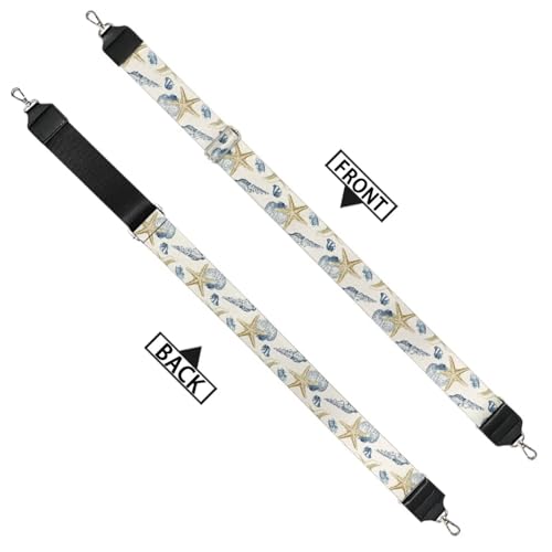 Image of Talayituse Starfish Conch Coral Print Shoulder Strap Wide Purse Bag Strap Adjustable Replacement Belt Luggage Crossbody Shoulder Bag Strap for Women Girls