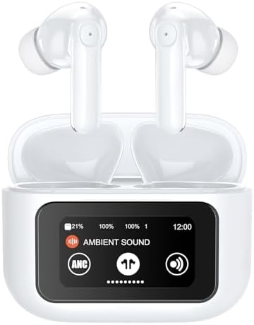 （02:00時点） イヤホンBluetooth ワイヤレスイヤホン 多機能タッチスクリーン+ANC搭載 6つのシリコンマイク搭載 IPX7防水最大90時間再生 2025最新ブルートゥースイヤホン EDR+Bluetooth5.4搭載 カルナ型 HIFI音質低遅延接続瞬時 WEB会議/運動/ゲーム/テレワーク/通学/通勤/スポーツ/音楽用iPhone/Android対応 (white)