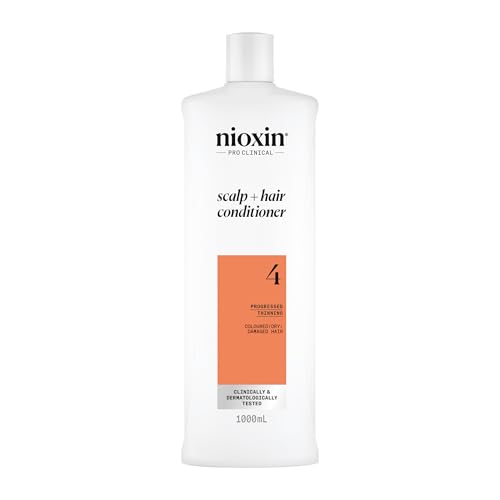 Nioxin System 4 - Hair Thickening System For Damaged Hair with Progressed Thinning - Biotin & Niacinamide - Shampoo, Conditioner, Serum